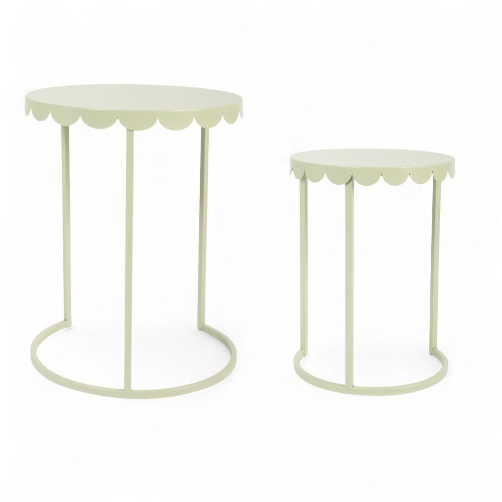 SET 2 TAVOLINI METALLO H.CM.51-41 VERDE